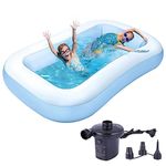 P for Pogu Rectangular Inflatable Kids Swimming Pool Bathtub Soft Material Spa Bath Tubs with Electric Pump for Outdoor Garden Party(Blue, 5.5 Feet)