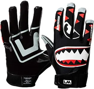 Loudmouth Football Gloves - Adult & Youth Sizes | Ultra Grip Silicone Palm | Form Fitting Spandex Fabric | Adjustable Neoprene Wristband | Adult & Youth Football Gloves (Black, Adult Small)