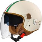 Vespa Motorcycle Half Helmet,DOT/ECE Approved,Retro 3/4 Open Face Motorcycle Half Helmet with Double Sun Visor,Vintage Scooter Moped Helmets for Adult Women and Men (Color : C, Size : M=57-58cm)