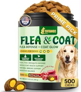 YOTANGO Dog Flea and Tick Support Crunchy & Creamy Chewables, 500 Chews Natural Flea and Tick Support for Dogs Chewable, Skin and Coat Support, Flea Chews for Dogs and Puppies (Beef Flavor)