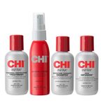 The Essentials Kit by CHI for Unisex - 4 Pc 2oz Infra Shampoo, 2oz 44 Iron Guard Thermal Protection, 2oz Infra Treatment, 2oz Silk Infusion, RED,GRAY