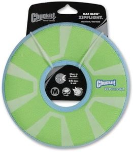 Chuckit! Max Glow Zipflight Flying Disc Dog Toy, Medium (8.5''), Green and White