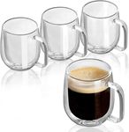 BAGYAM - Double Wall Glass Coffee Cups - Glass Double Layer Tea & Coffee Cup Double Walled Glass Mugs for hot & Cold Drinks Coffee Tea Milk cappuchino Juice (U-Shape 250ML Mug, 4 Pieces)