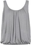 Love My Fashions® Women Bubble Hem Straps Vest Top Women Round Scoop Neckline Vest Top Elasticated Swing Waist Sleeveless Top Light Grey