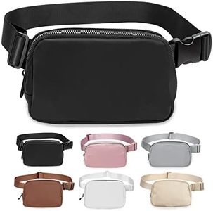Belt Bag for Women Fanny Pack Dupes, Bomvabe Fashion Crossbody Lulu Waist Pack Lemen Bag with Adjustable Strap, Everywhere Belt Bag for Travel Outdoors Running Hiking, Black