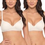 Komli - Heavily Padded Push-Up Bra - Cotton Rich - Balconette - 3/4th Coverage, Seamless, Wireless, Multiway Straps - T-Shirt Bra (K-15-OFFW-2PC-36D)