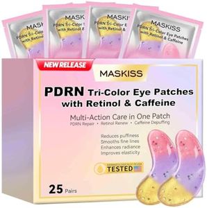 Maskiss PDRN Under Eye Patches (25 Pairs), Tri-Color Eye Gel Pads with Retinol Caffeine, Eye Masks for Dark Circles Puffy Eyes Wrinkles, Collagen Self Care Gifts for Women