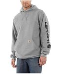 Carhartt Men's Loose Fit Midweight Logo Sleeve Graphic Sweatshirt, Heather Grey/Black, XL