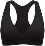 MOMANDA Inbarely Nursing Bras for Women No Underwire Racerback Seamless Maternity Bralette Plunge Sleep Breastfeeding Bra Black Medium