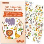 ECHOCUBE Temporary Tattoos for Kids,10 Sheets (100 Patterns) Children Animal Tattoos Waterproof Fake Tattoo Stickers Set, Birthday Party Bag Fillers for Boys Girls Gifts