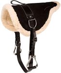 Horse Saddlery Impex Western Horse Leather Bareback PAD with Stirrups TREELESS Saddle Girth Cinch Included TACK Fleece Non Slip Contoured