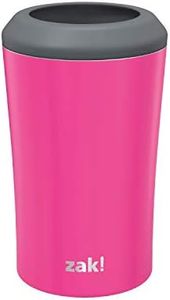 Zak Designs Durable 18/8 Stainless Steel with Vacuum Insulated Can and Bottle Cooler, Great for Cold Drinks Stay Cold in Pool and Party (12oz, Raspberry, BPA Free)