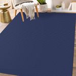 Ivissy Braided Area Rug 4x6 Ft Washable Rugs for Entryway Throw Rugs with Rubber Backing Boho Door Mat Indoor Entrance Cotton Bedroom Rugs Woven Door Rug for Foyer Bedroom Living Room, Dark Navy