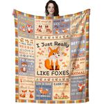 Jonecea Fox Blanket Gifts for Girls Boys,Fox Stuff Cute Foxes Throw Blankets,Funny Fox Themed Gifts for Women Adults Fox Lover 50"X40"