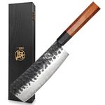 MITSUMOTO SAKARI 7 Inch Boning Chef Knife, Japanese Kitchen Cooking Knives with 3 Layer 9CR18MOV Clad Steel and Rosewood Handle, 2.8 mm Blade Kitchen Knife with Wooden Box