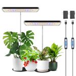 Wiaxulay Grow Lights, Full Spectrum Plant Light for Indoor Plants, Height Adjustable Desktop Grow Lamp with Auto Timer 6/12/16Hrs, 3 Lighting Modes,5 Brightness,Ideal for Indoor Plants, 2 Pack