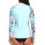 Eteoepo Womens Gradient Rashguard UPF 50+ Rash Guard Swim Shirts Surfing Top Long Sleeve (Light Blue-Floral,L)