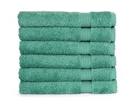 TowelSelections Soft and Absorbent Towels Cotton for Bathroom Hotel Shower Spa Gym, 4 Hand Towels Green Spruce