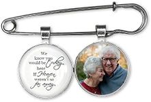 GuteGifts Personalised Wedding Bouquet Photo Bridal Charm with Lapel Pin Remembering the Father / Mother of Bride Groom Boutonniere In Loving Memory Mum Dad Grandma Nanny Memorial Keepsake Keyring