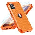 LONTECT for iPhone 11 Case with [2 Pack] Tempered Glass Screen Protector Shockproof Heavy Duty Hybrid Sturdy High Impact Protective Case for Apple iPhone 11 6.1 2019,Orange