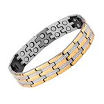 Aarogyam Energy Jewellery Golden and Silver Colour Plated BioMagnetic Therapy Metal Bracelet