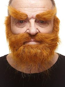 Mustaches Self Adhesive, Novelty, Realistic, Traper Fake Beard Fake Mustache and Fake Eyebrows, Ginger Color