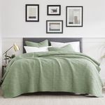 palassio Green 100% Cotton Quilt Queen Size Bedding Sets with Pillow Shams, Sage Lightweight Bedspread Coverlet, Soft Quilted Bed Cover in Geometric Pattern for All Season, 3 Pieces, 90x96 inches