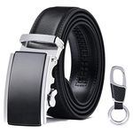 flintronic Men's Leather Belt, Automatic Buckle Leather Ratchet Belt 3.5cm * 125cm (Keychain & Gift Box Include)