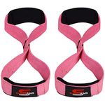 Lifting Straps Padded Grip Figure 8 Wrist Straps Weight Heavy Duty Double Loop Bodybuilding Training Gym Straps Hand Bar Non Slip Deadlift Support Strong Cuffs Powerlifting (Pink)