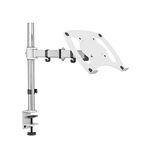 SHOPPINGALL Fully Adjustable Laptop Mount Stand for Laptops Up to 17", Both Desk clamp and Grommet mounting - SA-D28+D15-White