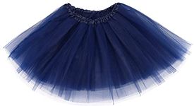 Simplicity Women's Classic Elastic 3 Layered Tulle Tutu Skirt Costume, Navy