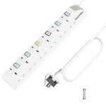 Toomke 3M Extension Lead 6 Way Multi Plug Extension Sockets with Individual Switches, 6 Plug Wall-Mounted Power Strip 3 Meter Power Cord 13A 3250W for Home Office Kitchen