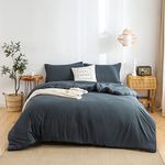 COTTEBED Washed Polycotton Microfiber King Size Comforter Set, Lightweight Ultra-Soft Comfy Cozy Bedding Blanket Comforter with 2 Pillow Shams for All Season Use - Dark Dusty Blue Grey King/Cal King