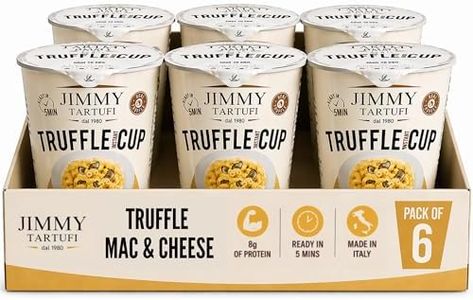 Jimmy Tartufi Truffle Mac & Cheese Instant Cup | Real Black Truffle & Creamy Cheese Sauce | Ready in 5 Minutes | Made in Italy | 6-Pack (6 x 2.4 oz)