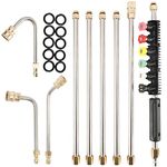 Toolly Pressure Washer Extension Wand Upgrade Power Washer Lance with Spray Nozzle Tips,30°, 90°, 120° Curved Rod，4000PSI