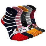 ZAKASA Toe Socks for Women Five Finger Socks Cat Dog Cotton Athletic Running Ankle Socks Christmas Gifts