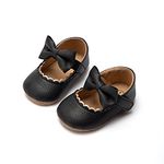 YWY Baby Girls Shoes Princess Bowknot Non-Slip Mary Jane Shoes First Walkers Shoes 6-12 Months Black