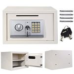 Digital Steel Safe Electronic Security Office Home Money Cash Safety Box, Top Digital Safe Box Large 2 Compartments with 2 Override Keys,Full-digit Keypad and 4 Bolts 16L (35x25x25cm, White)