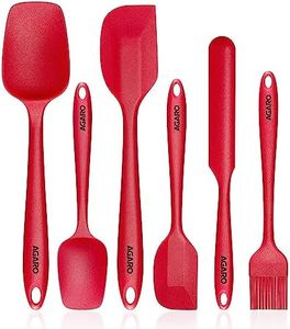 AGARO Deluxe Silicone Spatula Set of 6, Heat Resistant, Cooking, Baking and Mixing, Non-Stick Cookware, BPA Free, Seamless Design, Red.