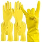 SOL 4 Pairs Household Rubber Gloves Medium | Yellow Medium Gloves | Washing Up Gloves Medium | Non Slip Cleaning Gloves | Bathroom and Kitchen Gloves | Dishwashing Gloves | Heavy Duty Rubber Gloves