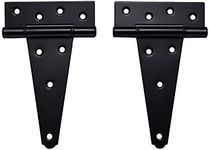 SANKINS 6 Inch T-Strap Shed Door Hinges Heavy Duty,Black Tee Hinge for Wooden Fences,Yard Door,Barn Door Gates, Wrought Hardware Rustproof,2Pack/Set