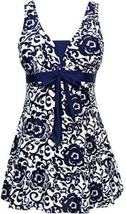 wantdo Women's Push Up Swimsuits One Piece Swimwear Beachwear with Short Navy 12-14