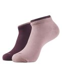 Jockey Women's Low Ankle Length Compact Cotton Stretch Socks with StayFresh Treatment (Pack of 2) 7491_Wistmauve&WineTasting_FREE SIZE