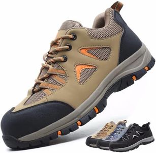 CYKYGGO Chaussures de Sécurité Hommes Femme légère Chaussures de Travail Confortable Embout Acier Protection Baskets De Sécurité Kaki 44