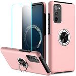 Nvollnoe for Samsung S20 FE Case 5G with Screen Protector Silky Soft Touch Heavy Duty Protective for Galaxy S20 FE Case with Ring Holder Kickstand Magnetic Phone Case for Samsung S20 FE(Pink)