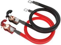 SHIERLENG 6 AWG Gauge Power Battery Cable with Battery Terminal Connectors 3/8" Lugs, 1.5FT Red + Black Pure Copper Battery Lead Wire for Automotive, Motorcycle, Marine, Boat