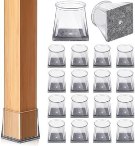 32 Pcs Square Chair Leg Floor Protectors, Clear Silicone Chair Leg Caps Covers Sliders for Hardwood & Tile Floors, Stay-On Tight Fit Design, Scratch-Free & Noise Reduction (S Fits: 3/4" to 1-1/16")