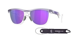 Oakley Frogskins Hybrid OO9289 Round Sunglasses for Men + BUNDLE Accessory Leash + Designer iWear Kit, Matte Lilac / Prizm Clear, 55