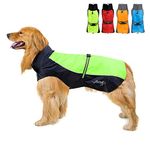 Zunea Waterproof Dog Raincoats for Medium Large Dogs Lightweight Reflective Jacket Safty Coat Windproof Mesh Lined Vest Clothes Outdoor Hunting Hiking Apparel for Wet Days Green 3XL