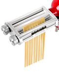 Pasta Maker Attachment for KitchenAid Stand Mixers, 3 in 1 Set Pasta Machine Attachment Included Pasta Sheet Roller, Spaghetti Cutter, Fettuccine Cutter
